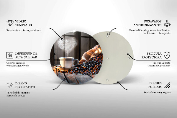 Chopping board glass Coffee cup and heart