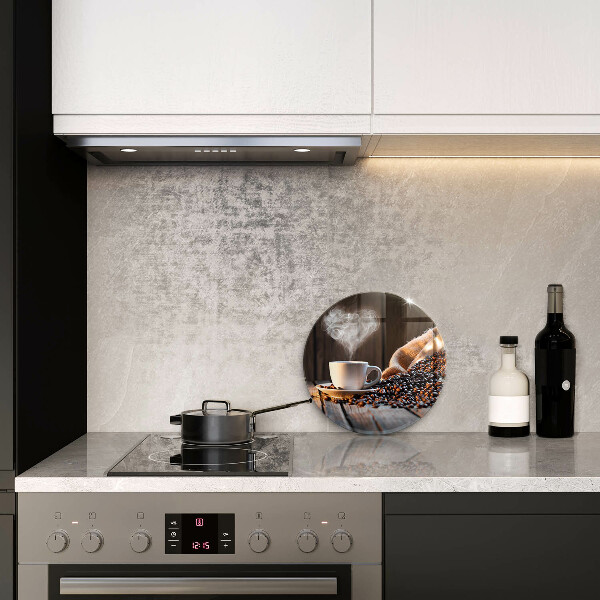 Chopping board glass Coffee cup and heart