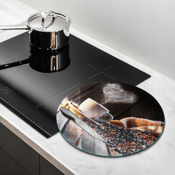 Chopping board glass Coffee cup and heart