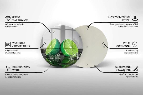 Glass worktop protector Juicy lime and water
