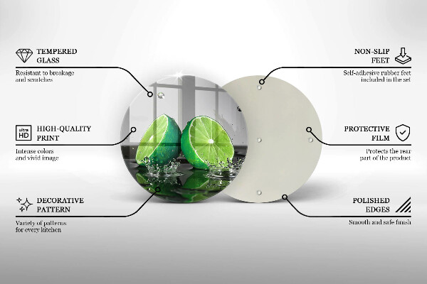 Glass worktop protector Juicy lime and water