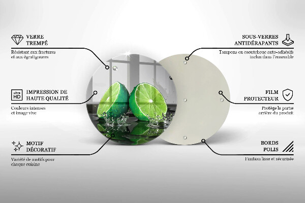 Glass worktop protector Juicy lime and water