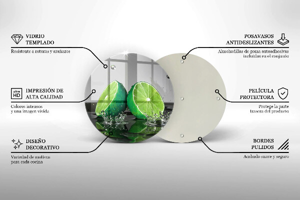 Glass worktop protector Juicy lime and water