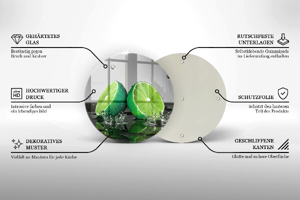 Glass worktop protector Juicy lime and water