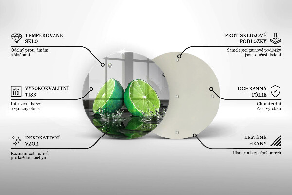 Glass worktop protector Juicy lime and water