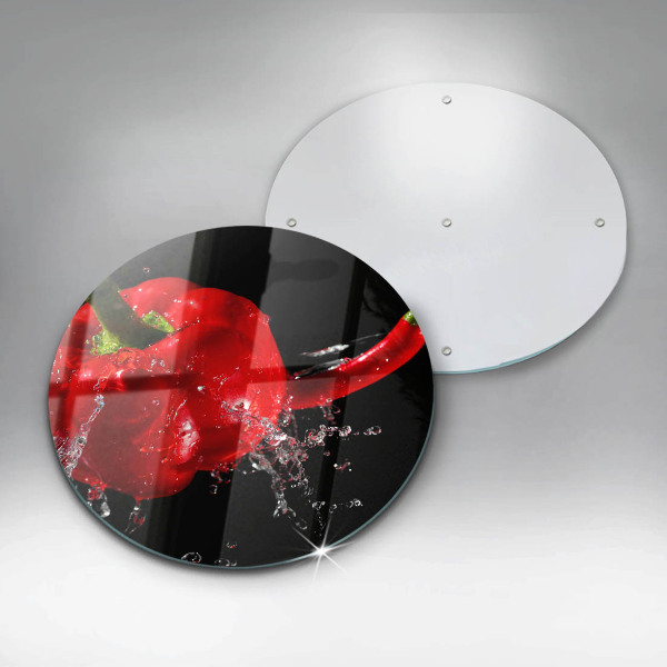 Glass worktop saver Red peppers in water