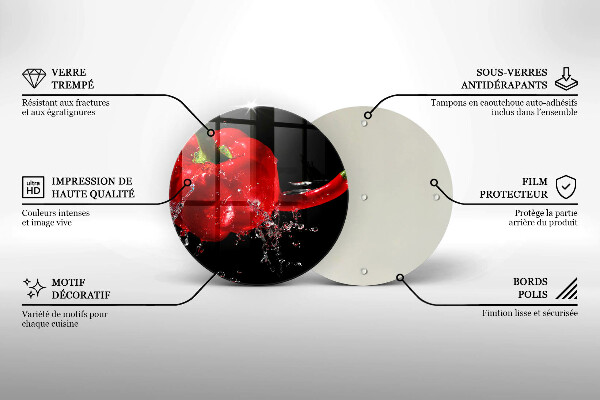 Glass worktop saver Red peppers in water