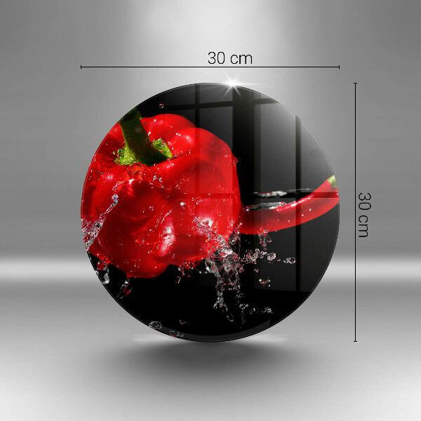 Glass worktop saver Red peppers in water