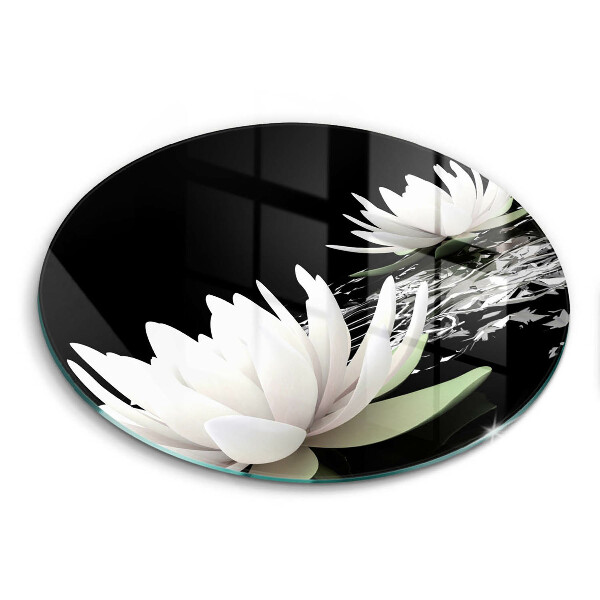 Glass worktop saver White lilies on the water