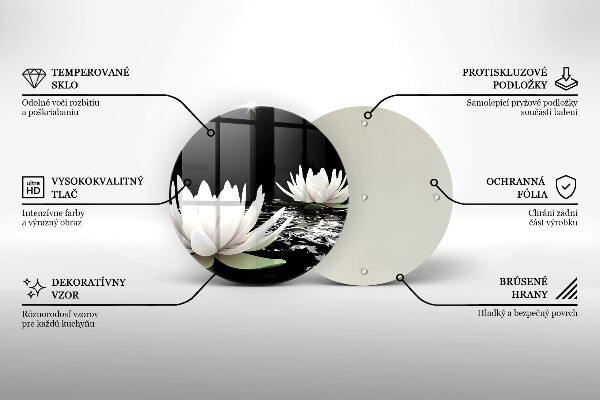 Glass worktop saver White lilies on the water