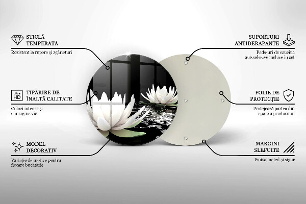 Glass worktop saver White lilies on the water