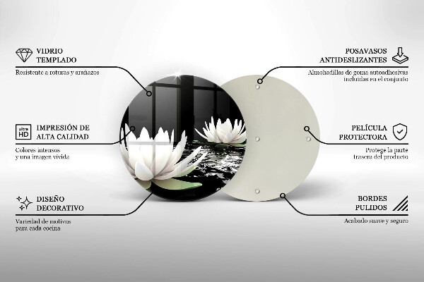 Glass worktop saver White lilies on the water