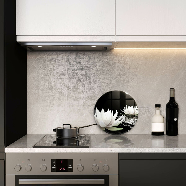 Glass worktop saver White lilies on the water