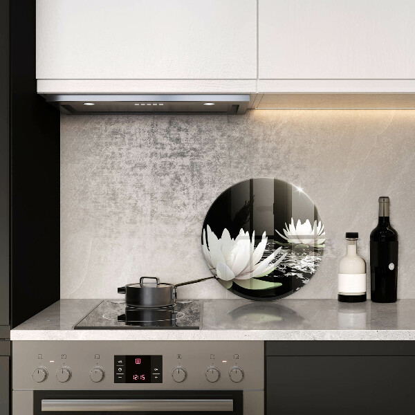 Glass worktop saver White lilies on the water