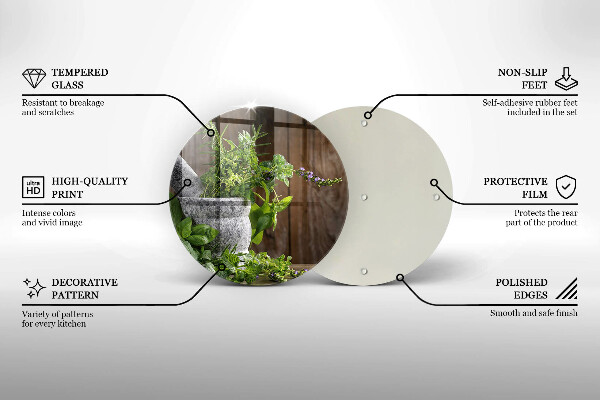 Glass worktop saver Herbs plants and wood