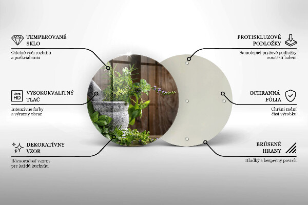 Glass worktop saver Herbs plants and wood