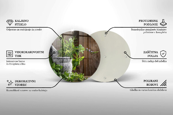 Glass worktop saver Herbs plants and wood