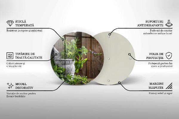 Glass worktop saver Herbs plants and wood