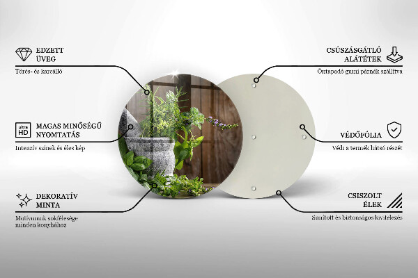 Glass worktop saver Herbs plants and wood