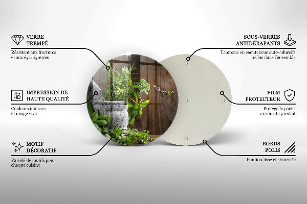 Glass worktop saver Herbs plants and wood