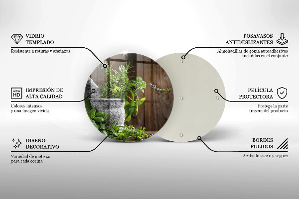 Glass worktop saver Herbs plants and wood