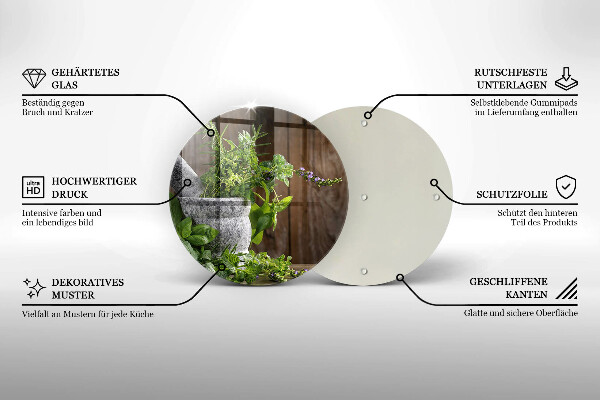 Glass worktop saver Herbs plants and wood