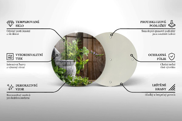 Glass worktop saver Herbs plants and wood