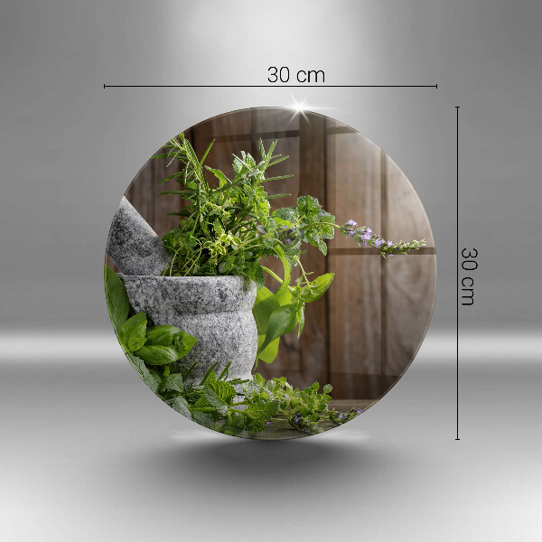 Glass worktop saver Herbs plants and wood