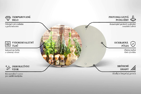 Glass worktop saver Herbs spices and wood