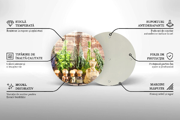 Glass worktop saver Herbs spices and wood