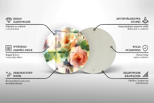 Glass worktop protector Painted flowers