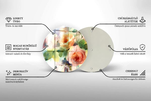 Glass worktop protector Painted flowers