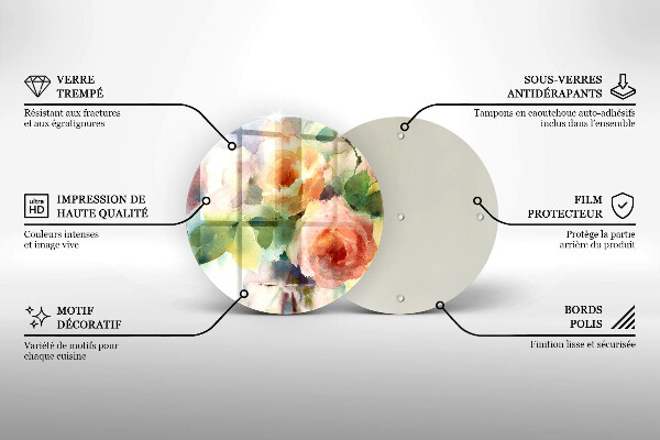 Glass worktop protector Painted flowers