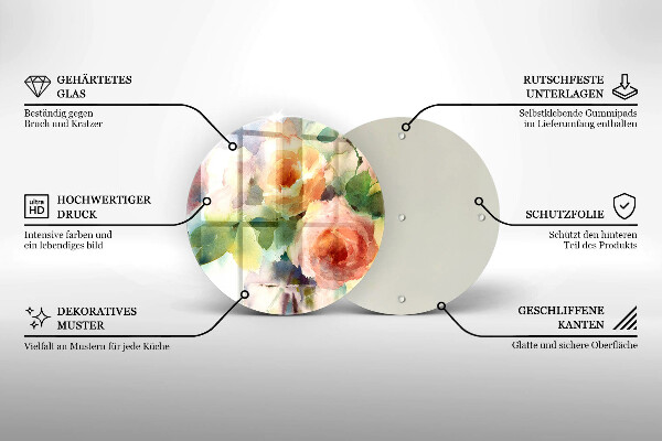 Glass worktop protector Painted flowers