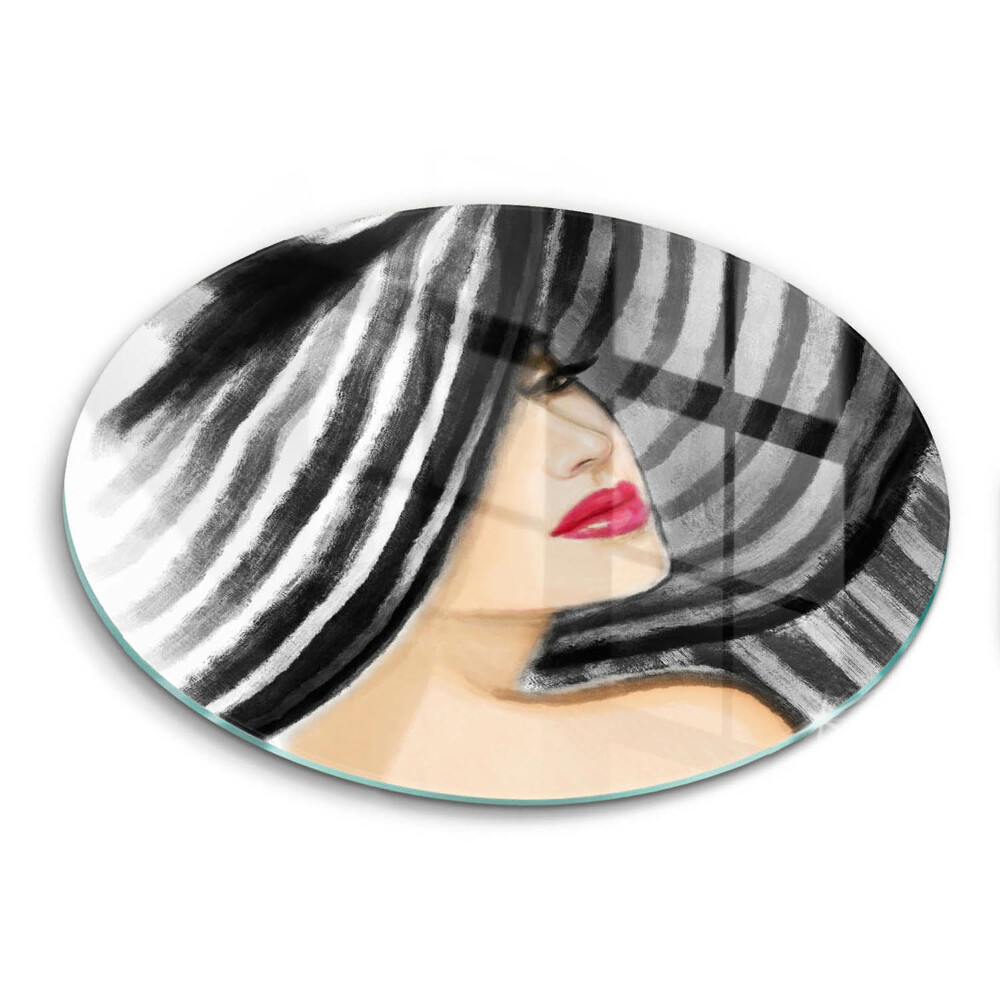 Glass worktop protector A woman in a hat