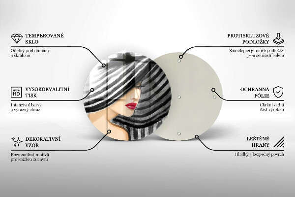 Glass worktop protector A woman in a hat