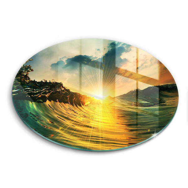 Glass worktop protector Wave and sunset