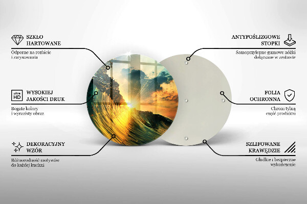 Glass worktop protector Wave and sunset