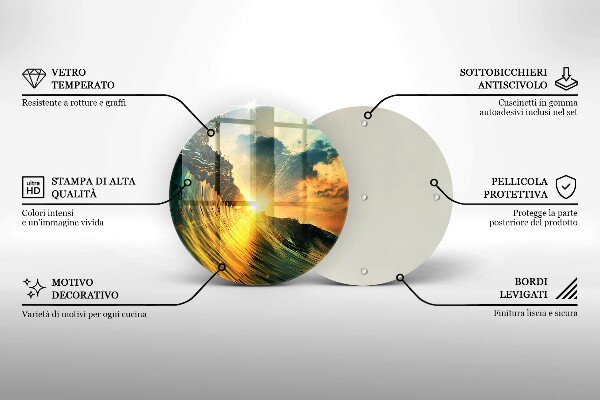Glass worktop protector Wave and sunset
