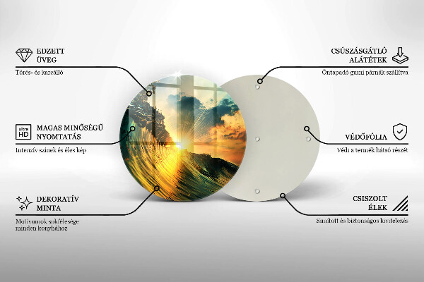 Glass worktop protector Wave and sunset