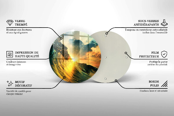 Glass worktop protector Wave and sunset