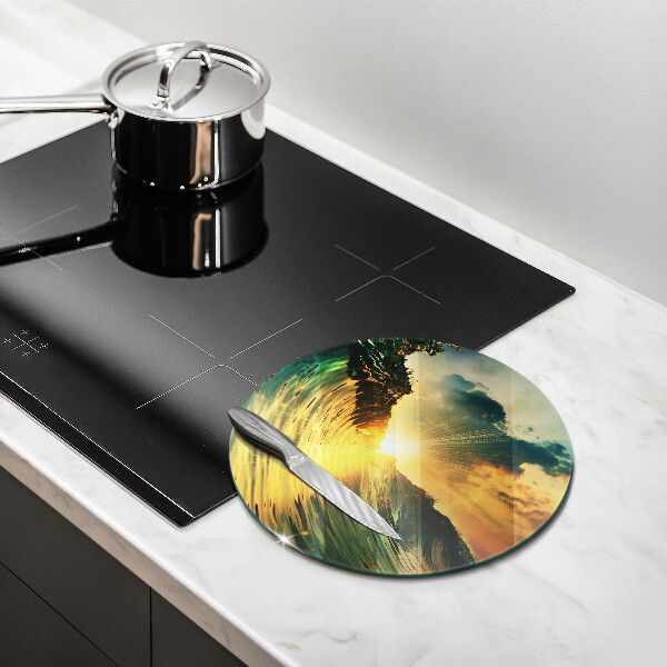 Glass worktop protector Wave and sunset