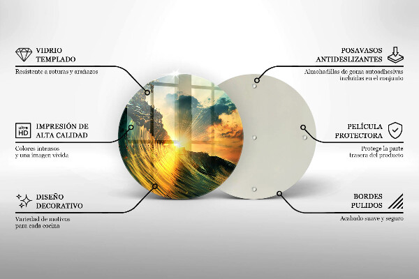 Glass worktop protector Wave and sunset