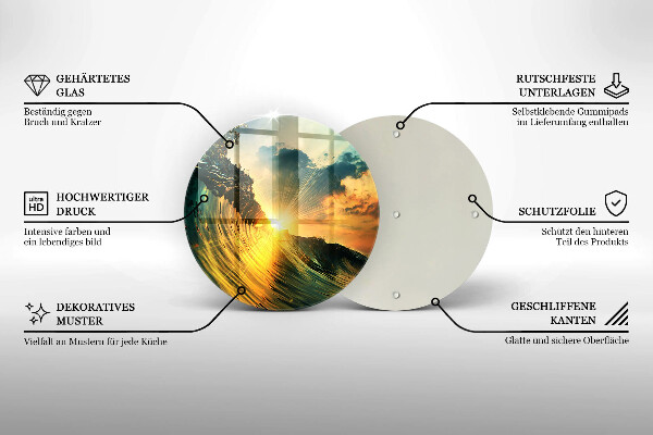 Glass worktop protector Wave and sunset
