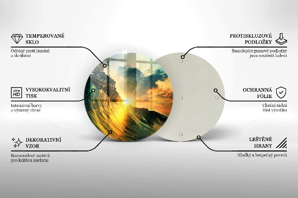 Glass worktop protector Wave and sunset