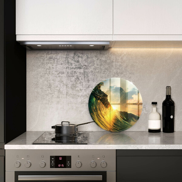 Glass worktop protector Wave and sunset