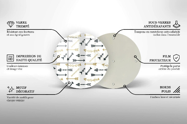 Glass worktop protector Boho arrow pattern