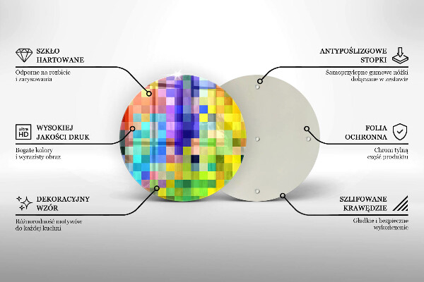 Glass worktop protector Colorful squares pixels