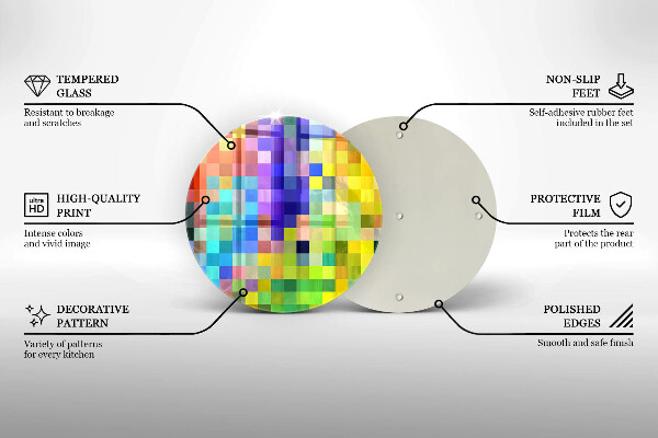 Glass worktop protector Colorful squares pixels