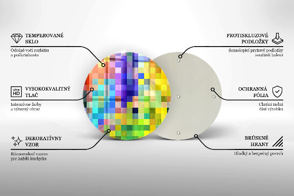 Glass worktop protector Colorful squares pixels